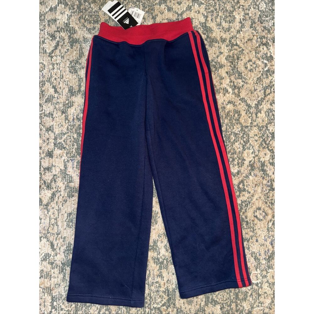 NEW Adidas Girls Red Blue Sweatpants Size M 10/12 Logo‎